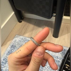 Pandora ring Silver Tone Pave Crystal Band Ring - Sparkling Accent